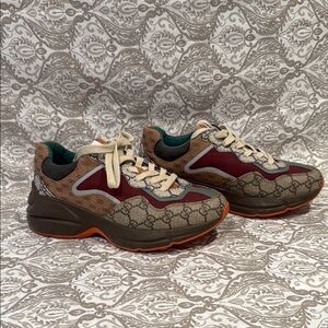 Gucci Rhyton  Brown and Red Sneakers